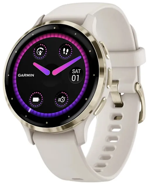 Смарт-годинник Garmin Venu 3S Soft Gold S. Steel Bezel with Ivory Case and S. Band (010-02785-04/54)