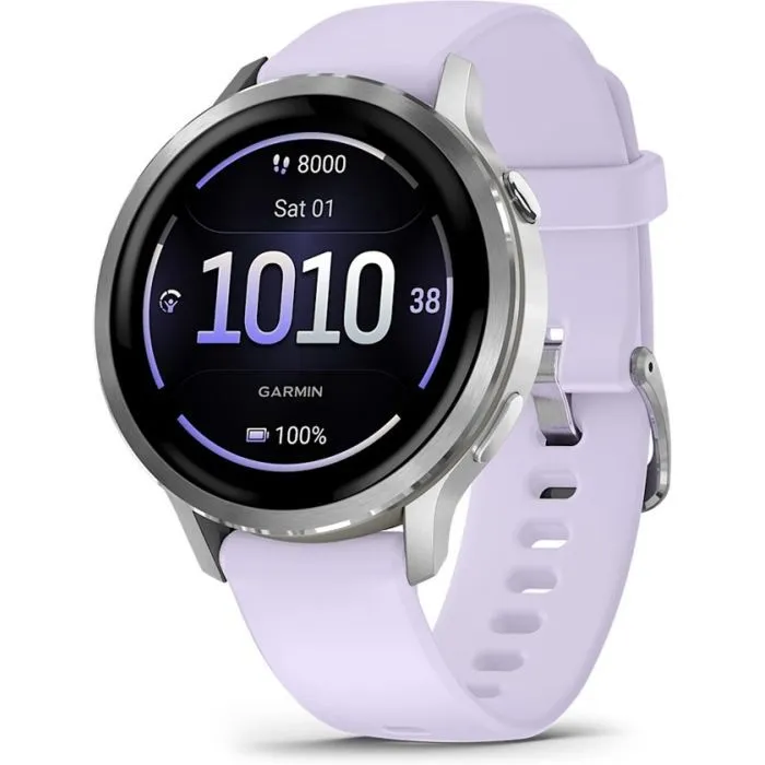 Смарт-годинник Garmin Venu 4 (41mm), Gray w/ Silver + Periwinkle, GPS смарт-годинник (010-03013-01)