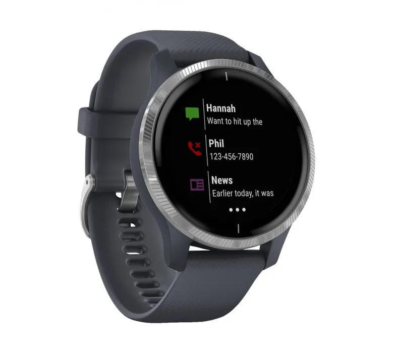 Смарт-годинник Garmin Venu Silver Stainless Steel Bezel w. Granite Blue and Silicone B. (010-02173-01/03)